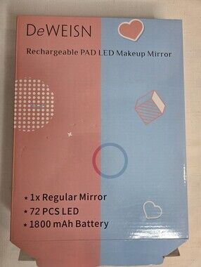 DeWEISN Rechargeable LED Makeup Mirror 72 LED Touch Light Travel Vanity Mirror